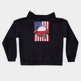 Poland Flag American Flag Ripped - Gift for Polish From Poland Kids Hoodie